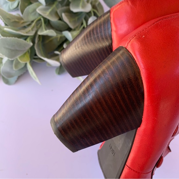 Miz Mooz Debra Leather Heeled Ankle Booties in True Red - Picture 10 of 12